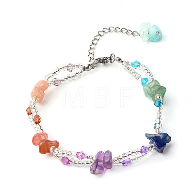 Glass Round Seed Beads Multi-strand Bracelet for Teen Girl Women X1-BJEW-TA00018-1