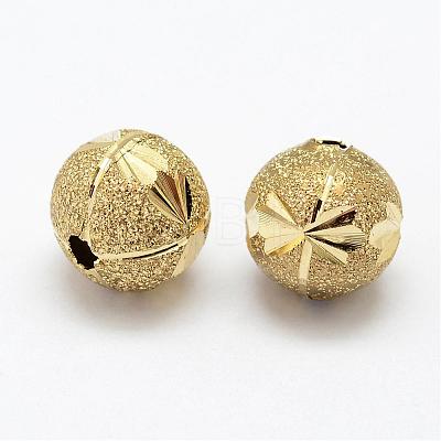 Brass Textured Beads KK-P095-54-1