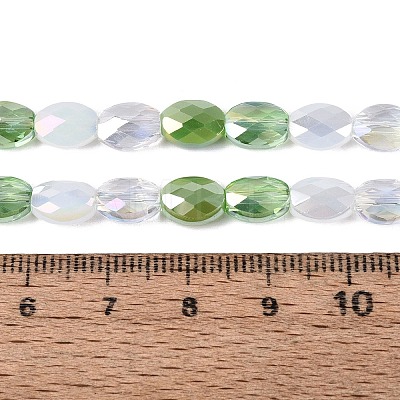 Electroplate Imitation Jade & Opaque & Transparent Glass Beads Strands EGLA-Q135-6x8MM-01E-1
