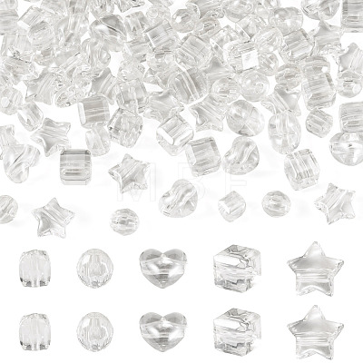 100Pcs 5 Styles Transparent Acrylic Beads TACR-TA0001-92-1