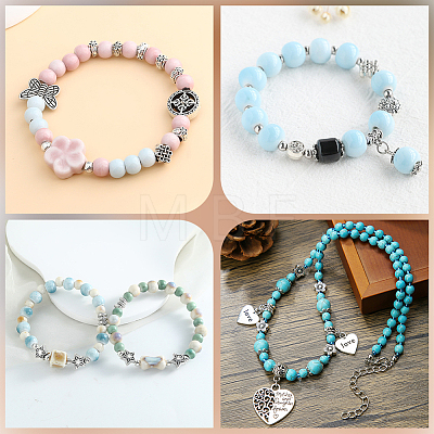 160Pcs 8 Styles Tibetan Style Alloy Beads FIND-PA0001-65B-1