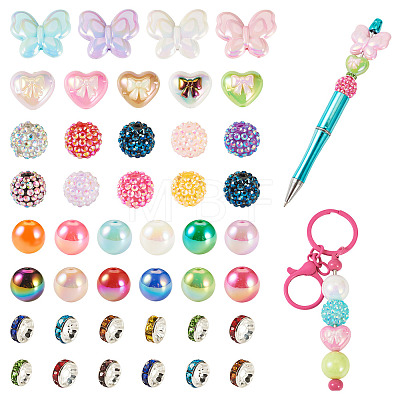 140Pcs 5 Styles UV Plating Opaque Acrylic Beads DIY-TA0015-59-1