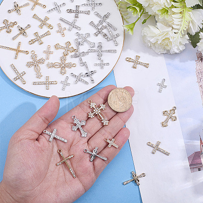 42Pcs 14 Styles Alloy Rhinestone Pendants FIND-ME0003-65-1