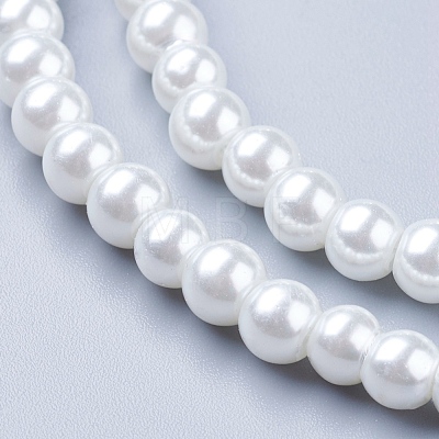 White Glass Pearl Round Loose Beads For Jewelry Necklace Craft Making X-HY-6D-B01-1