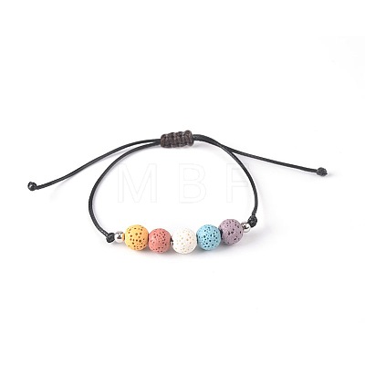 Bohemian Adjustable Handmade Dyed Natuarl Lava Rock Braided Bead Bracelets for Women RX0209-5-1