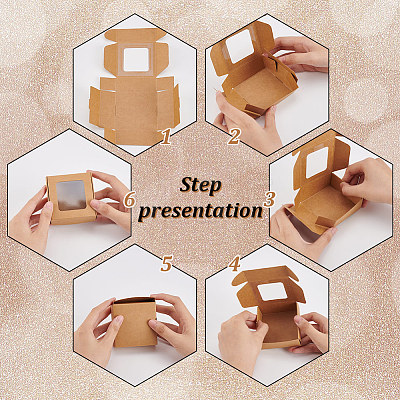 Square Foldable Creative Kraft Paper Box CON-WH0089-20B-1