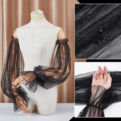 Polyester Detachable Mesh Puff Sleeves AJEW-WH0485-43C-1