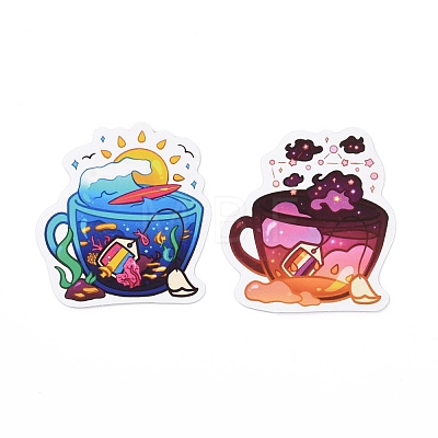 Cartoon Cup with Fancy Scenery Paper Stickers Set DIY-G066-45-1