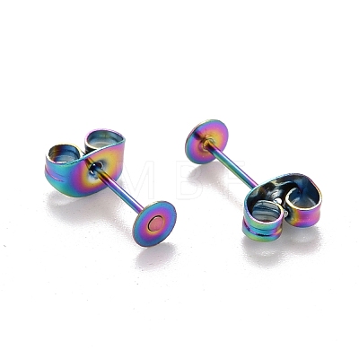 Ion Plating(IP) Rainbow Color 304 Stainless Steel Stud Earring Findings X-STAS-K238-02B-1