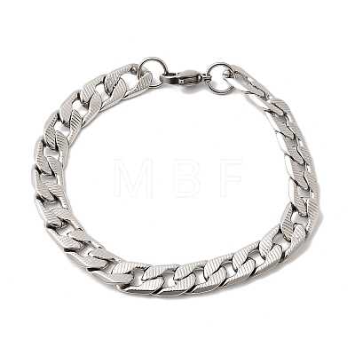 201 Stainless Steel Cuban Link Chains Bracelets for Women Men STAS-T077-19A-03P-1