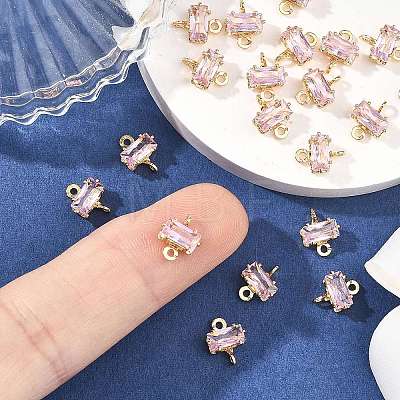 SHEGRACE Brass Pave Cubic Zirconia Rectangle Connector Charms XGRQ2O964-438B-G-1