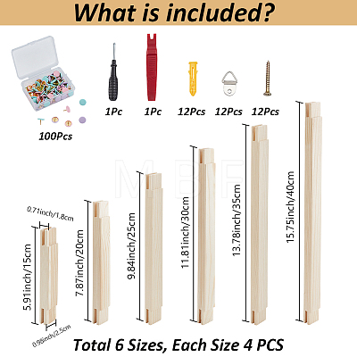 Wooden Stretcher Bar for Needlework TOOL-WH0059-090-1