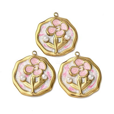 304 Stainless Steel Enamel Pendants STAS-P406-26C-G-1