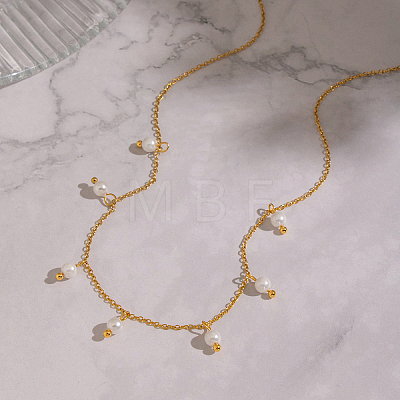 Elegant Round White Imitation Pearl Pendant Bib Necklaces FU4888-1