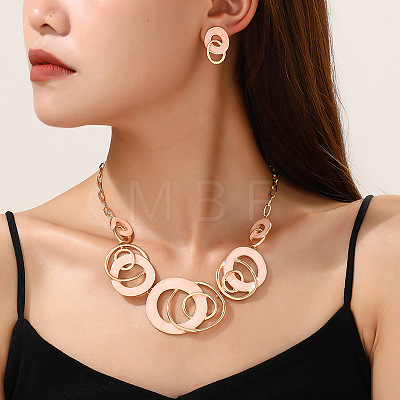 Alloy Enamel Pendant Necklaces & Stud Dangle Earrings Sets FS-WG52143-03-1