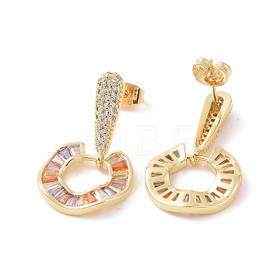 Cubic Zirconia Donut Dangle Stud Earrings EJEW-P224-15G-02-1
