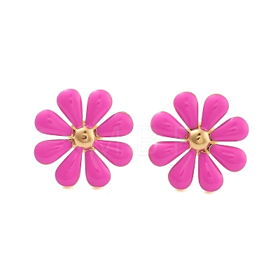 304 Stainless Steel Enamel Stud Earrings EJEW-S226-03G-01-1