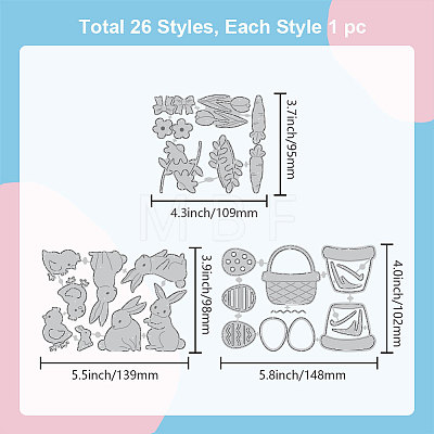 Easter Egg Rabbit Chick Carbon Steel Cutting Dies Stencils DIY-WH0309-1652-1