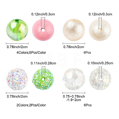 40Pcs 8 Styles Acrylic Beads OACR-FS0004-10-1