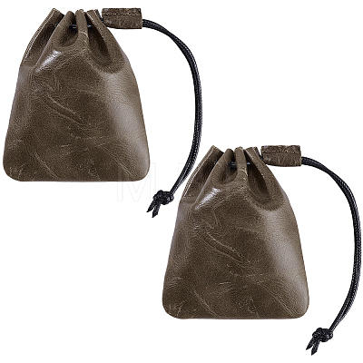 2Pcs Cowhide Jewelry Cosmetics Storage Bag ABAG-BBC0001-38B-1