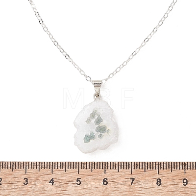 Natural Sunflower Druzy Agate Slice Nuggets Pendant Brass Cable Chain Necklaces for Women NJEW-JN06066-1