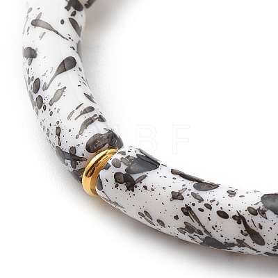 Acrylic Curved Tube Beaded Stretch Bracelet BJEW-JB08443-02-1