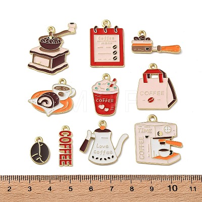 Coffee Alloy Enamel Pendants AL-K001-02-1
