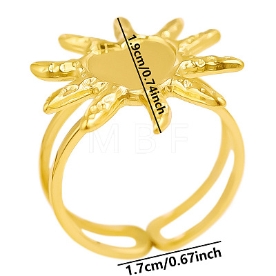 Stylish Sun Shape 304 Stainless Steel Cuff Adjustable Ring for Women DD6056-2-1