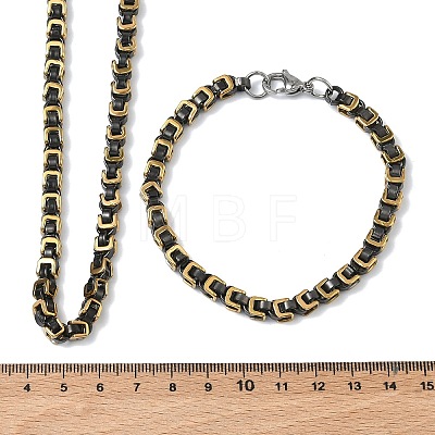 201 Stainless Steel Box Chain Necklaces & Chain Bracelets SJEW-G087-04G-1