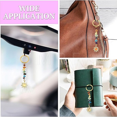 8Pcs 4 Styles Alloy Cat Eye Sun Pendant with Gemstone Chip Keychains KEYC-YW00252-1