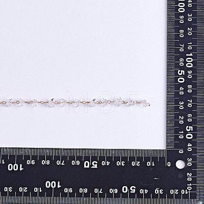 Clear Cubic Zirconia Chips Beaded Chains JX589A-02-1