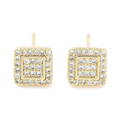 Brass Micro Pave Clear Cubic Zirconia Studs Earring EJEW-S217-G21-1