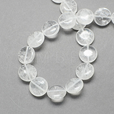 Flat Round Gemstone Natural Quartz Crystal Beads Strands G-S110-14mm-20-1