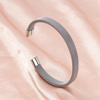 Non-Tarnish Elegant and Stylish Design Mesh Chain 304 Stainless Steel Cuff Bangles for Women IE4078-1-1