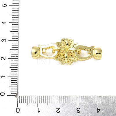 Brass Micro Pave Clear Cubic Zirconia Fold Over Clasps KK-P290-18G-1