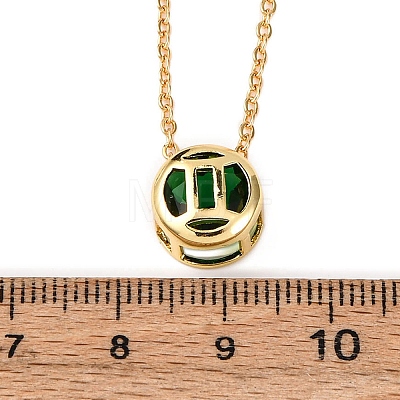 Brass Pave Cubic Zirconia Birth Stone Constellation Pendant Cable Chain Necklaces NJEW-D334-01G-11-1