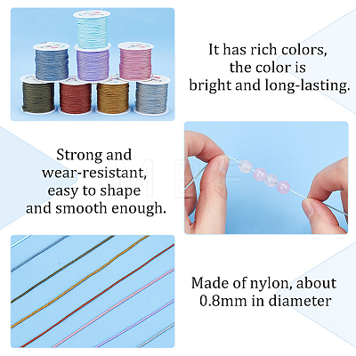   8 Roll 8 Colors Nylon Chinese Knotting Cord OCOR-PH0001-95-1