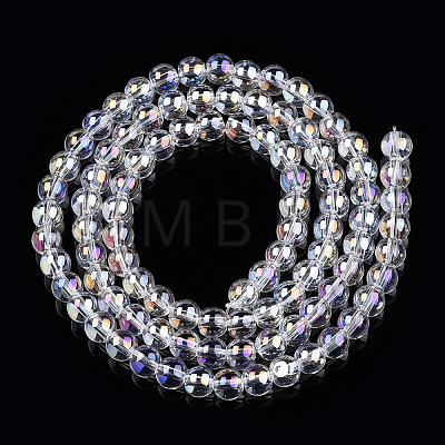 Electroplate Transparent Glass Beads Strands GLAA-T032-T4mm-AB13-1