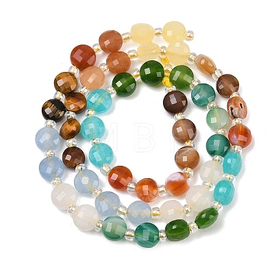Natural Agate(Dyed & Heated) & Dyed White Jade & Tiger Eye Beads Strands G-Z135-B05-1
