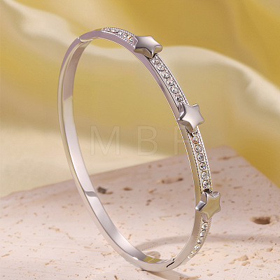 304 Stainless Steel & Crystal Rhinestone Hinged Bangles for Women WG2CEEC-02-1