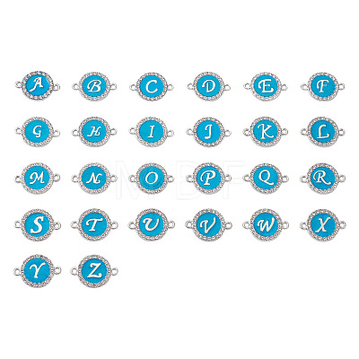 26 Letters Alloy Enamel Links Connectors ENAM-TA0002-19B-1