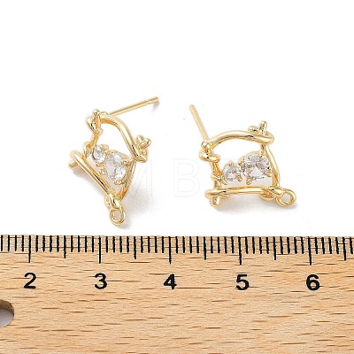 Brass Micro Pave Cubic Zirconia Stud Earring Findings KK-E107-13G-1