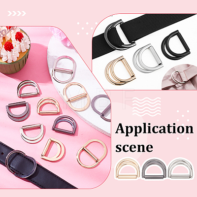 WADORN 24Pcs 3 Colors Alloy Double D Rings FIND-WR0010-56-1