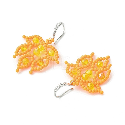 Handmade Glass Seed Beads Dangle Earrings EJEW-MZ00367-02-1