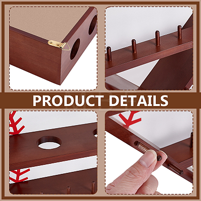 Wall-mounted Pine Wood Organizer Display Stands for Championship Rings RDIS-WH0016-25A-1