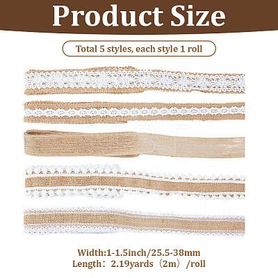 5Roll Burlap Ribbon OCOR-WH20014-12-1