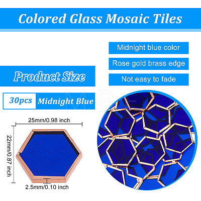 Olycraft 30Pcs Colored Glass Mosaic Tiles DIY-OC0009-42-1
