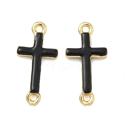Brass Enamel Religion Cross Links Connector Charms KK-D229-07G-01-1