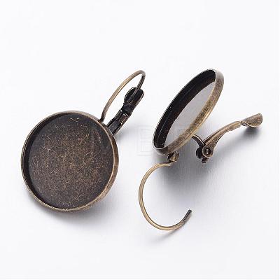 Antique Bronze Brass Leverback Earring Findings Fit for Cabochons X-KK-G035-AB-1