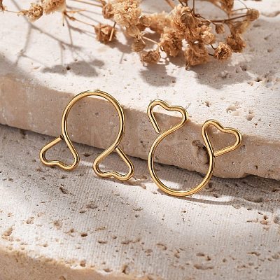 304 Stainless Steel Heart Clip on Nose Rings AJEW-A062-01A-G-1